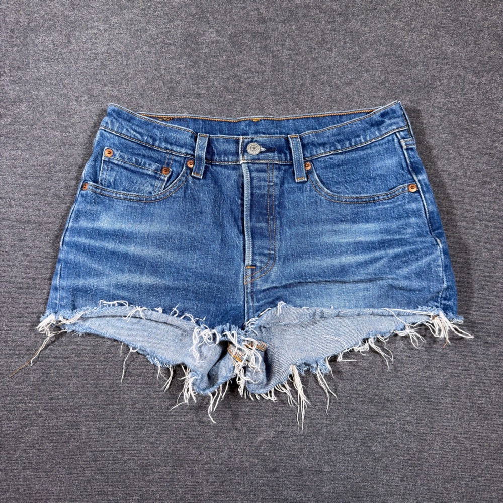 Levi's Blue Distressed Denim Jean Shorts